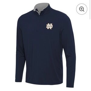 Antigua Navy Long Sleeve Quarter-Zip with White & Gold Notre Dame Logo